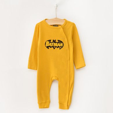 Cool Club, Pijama tip salopeta pentru baieti, galben mustar, gri, imprimeu Batman, set 2 buc.