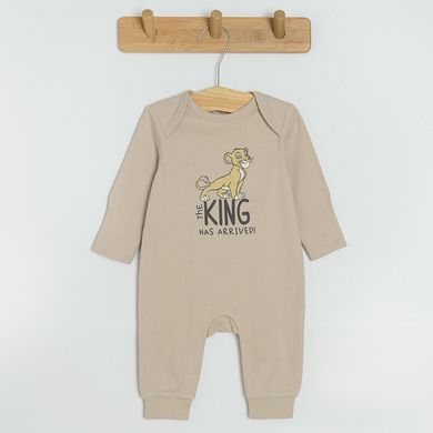 Cool Club, Pijama tip salopeta pentru baieti, granit, bej, galben, imprimeu Lion King, set 3 buc.