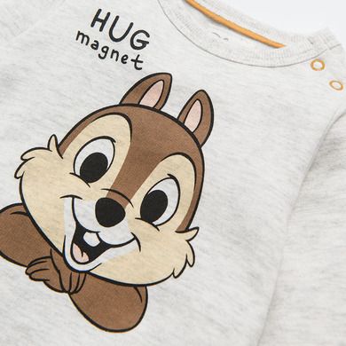 Cool Club, Pijama tip salopeta pentru baieti, gri, imprimeu Chip & Dale