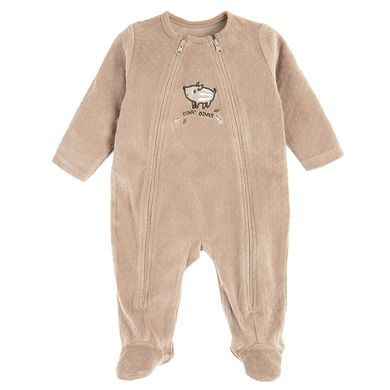 Cool Club, Pijama tip salopeta pentru baieti, maro, imprimeu mistret, Oink!