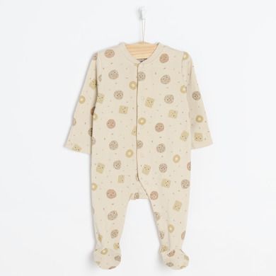 Cool Club, Pijama tip salopeta pentru bebelusi, ecru, bej, set 2 buc.