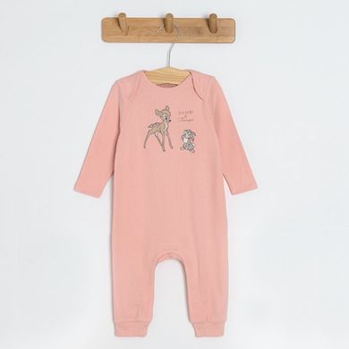 Cool Club, Pijama tip salopeta pentru fete, ecru, roz, imprimeu Bambi, set 3 buc.