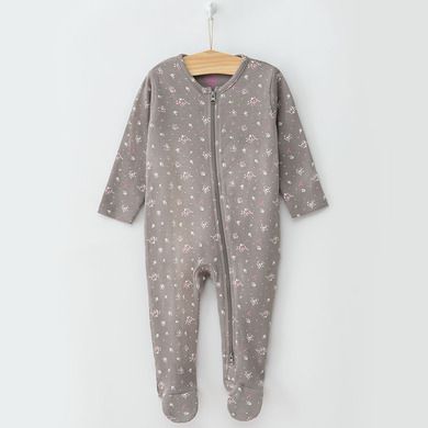 Cool Club, Pijama tip salopeta pentru fete, roz, gri, imprimeu iepuras, floricele, set 2 buc.