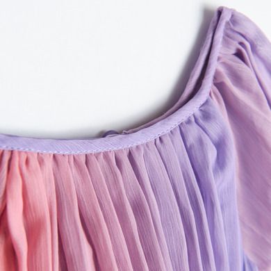 Cool Club, Rochie plisata cu maneca scurta pentru fete, mov-roz