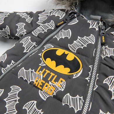 Cool Club, Salopeta cu gluga pentru baieti, negru-grafit, imprimeu Batman