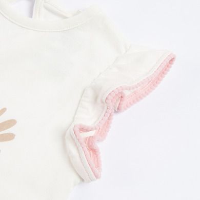 Cool Club, Salopeta rompers alba din bumbac organic pentru fetite, imprimeu Lion King