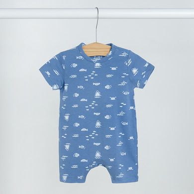 Cool Club, Salopeta rompers pentru baieti, ecru, albastru, set, 2 buc.