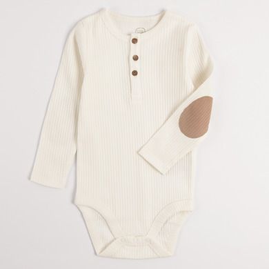 Cool Club, Set pentru baieti, Body cu maneca lunga, Pijama tip salopeta, Caciula, bumbac organic, ecru, maro