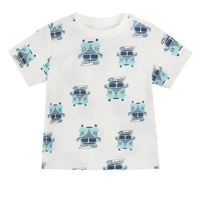Cool Club, Set pentru baieti, tricou, pantaloni scurti, alb-albastru, imprimeu masinute