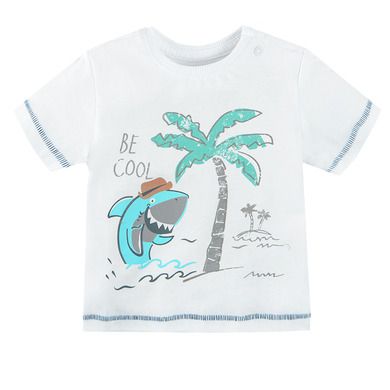 Cool Club, Set pentru baieti, tricou, pantaloni scurti, alb-verde, imprimeu rechin, Be cool