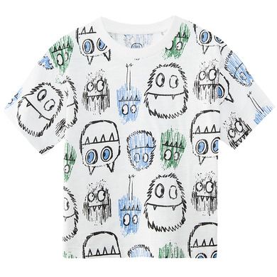 Cool Club, Tricou pentru baieti, alb, imprimeu monstri