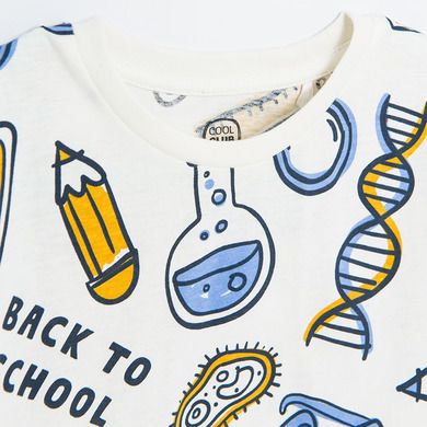 Cool Club, Tricou pentru baieti, ecru, imprimeu Back to school