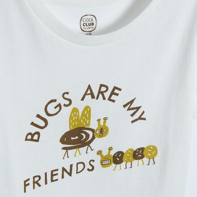 Cool Club, Tricou pentru baieti, ecru, imprimeu Bugs are my friends