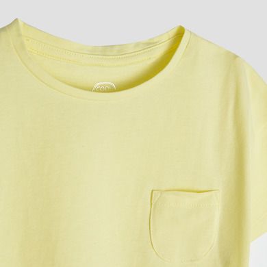 Cool Club, Tricou pentru fete, galben, cu buzunar