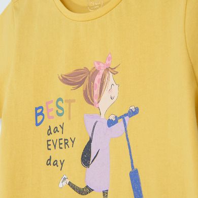 Cool Club, Tricou pentru fete, galben, imprimeu Best day everyday