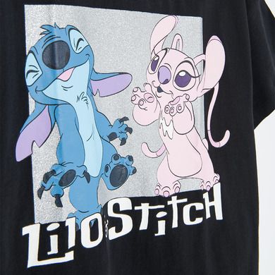 Cool Club, Tricou pentru fete, negru, imprimeu Lilo si Stich