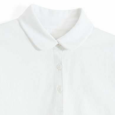 Cool Club, Tricou polo alb pentru fete, cu volanase