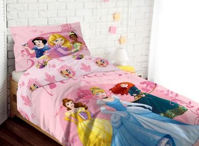 Disney Princess, set lenjerie de pat single, 140-200 cm