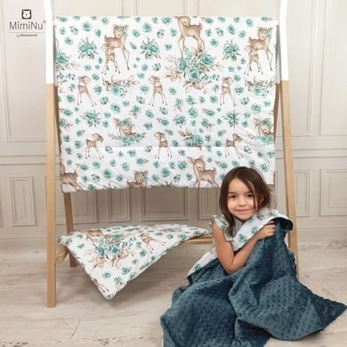 MimiNu, Caprioare, patura minky, verde, 75-100 cm