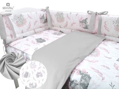 MimiNu, Lulu, set lenjerie de pat 3 piese, roz, 100-135 cm