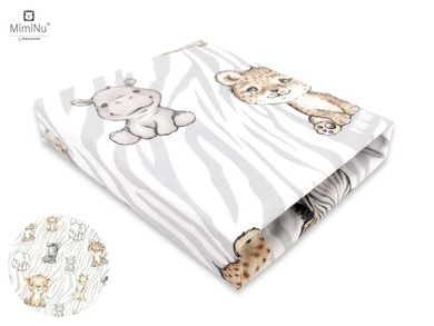 MimiNu, Safari Natural, cearceaf din bumbac cu elastic, 60-120 cm