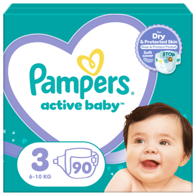Pampers Active Baby, scutece marimea 3, 6-10 kg, 90 buc.