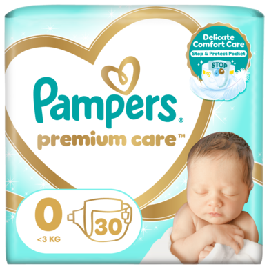 Pampers Premium Care, scutece marimea 0, < 3 kg, 30 buc.