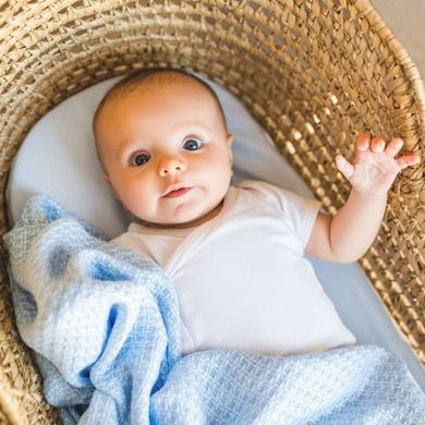 BabyOno, paturica tricotata din bambus, albastru, 75-100 cm