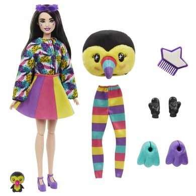 Barbie, Cutie Reveal, Tucan, papusa de serie Jungla