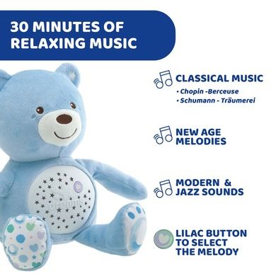 Chicco, First Dreams, Ursulet cu proiector, albastru