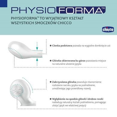 Chicco, Physioforma Light, suzeta din silicon, albastru, 2-6 m, 2 buc.