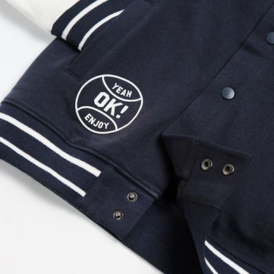 Cool Club, Bluza cu capse pentru baieti, alb-bleumarin, imprimeu Major league team
