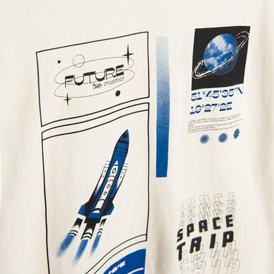Cool Club, Bluza cu maneca lunga pentru baieti, ecru, imprimeu Future is now