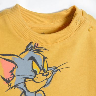 Cool Club, Bluza cu maneca lunga pentru baieti, galben, imprimeu Tom & Jerry