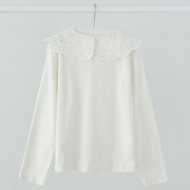 Cool Club, Bluza cu maneca lunga pentru fete, ecru, broderie englezeasca