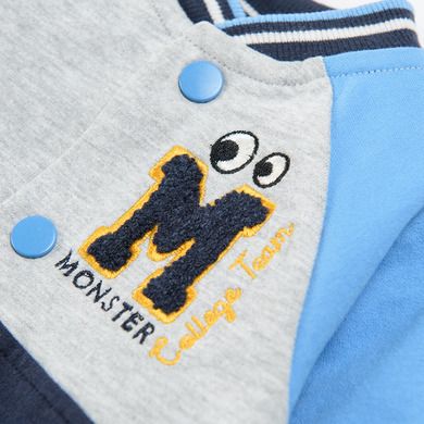 Cool Club, Bluza cu nasturi pentru baieti, gri-bleumarin, imprimeu Monster