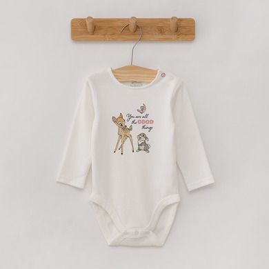 Cool Club, Body cu maneca lunga din bumbac organic pentru fetite, Bambi, set 3 buc.