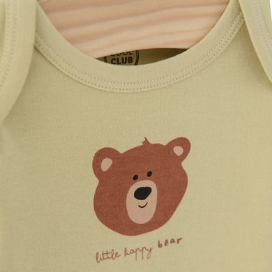 Cool Club, Body cu maneca lunga pentru baieti, verde, ecru, imprimeu animale salbatice, set 5 buc.