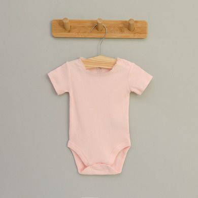 Cool Club, Body cu maneca scurta din bumbac organic pentru fete, culoare roz si alb, set 2 buc.