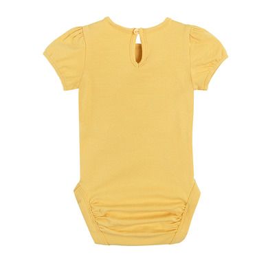 Cool Club, Body cu maneca scurta pentru fete, galben, broderie englezeasca