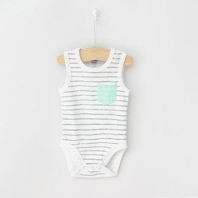 Cool Club, Body fara maneci pentru baieti, bumbac organic, mix de culori, in dungi, imprimeu animalute, set 2 buc.