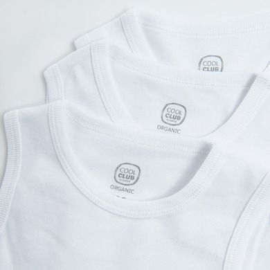 Cool Club, Body fara maneci pentru bebelusi, bumbac organic, alb, set, 3 buc.
