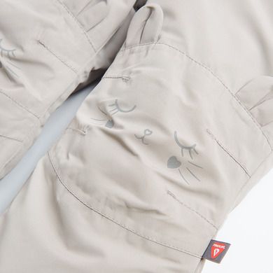 Cool Club, Pantaloni de schi cu bretele pentru fete, gri deschis, imprimeu iepurasi