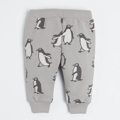 Cool Club, Pantaloni trening pentru baieti, gri, imprimeu pinguini