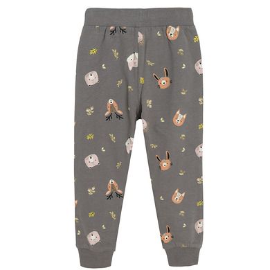 Cool Club, Pantaloni trening pentru fete, gri, imprimeu animale salbatice