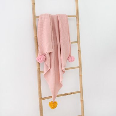 Cool Club, Patura cu pompoane pentru fetite, culoare roz deschis, 100-100 cm