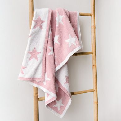 Cool Club, Patura fetite, culoare roz si alb, imprimeu stelute, 75-100 cm