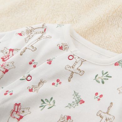 Cool Club, Pijama tip salopeta pentru baieti, gri, ecru, imprimeu Winnie the Pooh, set 2 buc.
