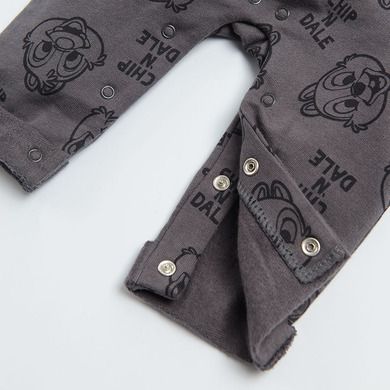Cool Club, Pijama tip salopeta pentru baieti, gri, imprimeu Chip & Dale