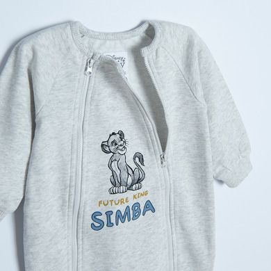 Cool Club, Pijama tip salopeta pentru baieti, gri melange, imprimeu Lion King